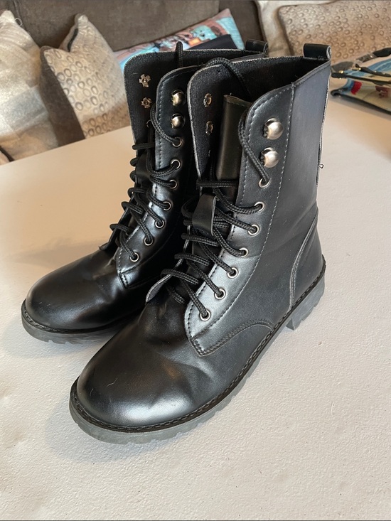 The Unbranded Brand Shoes - Black Combat Moto Boots - Unbranded